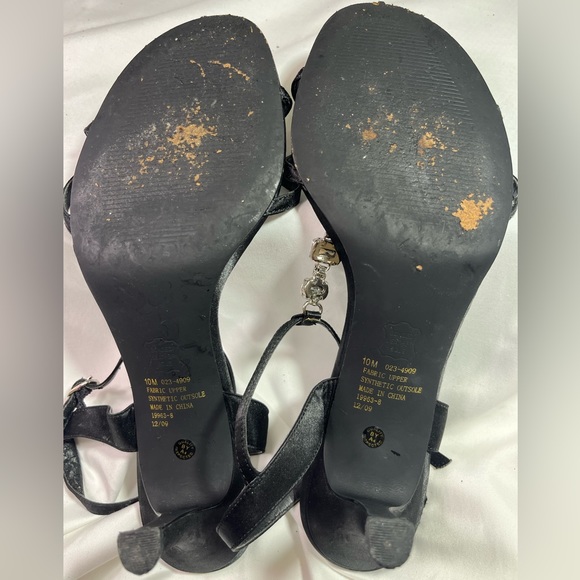 Jacqueline Ferrar Black Satin Dress Pumps Heels W/ Rhinestones Women’s Size 10 - Picture 9 of 10